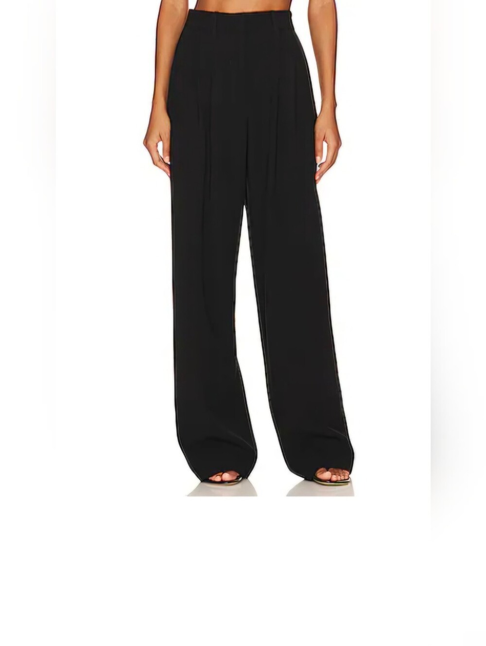 L’Academie High Waist Pleated Trouser Black Size L